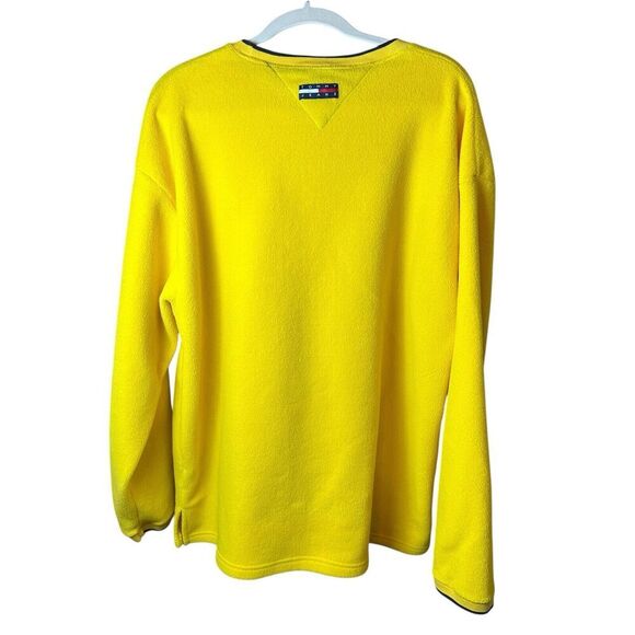 Tommy Hilfiger 2001 Men’s XL Yellow Fleece Pullover Sweater Y2K Preppy - Picture 2 of 8